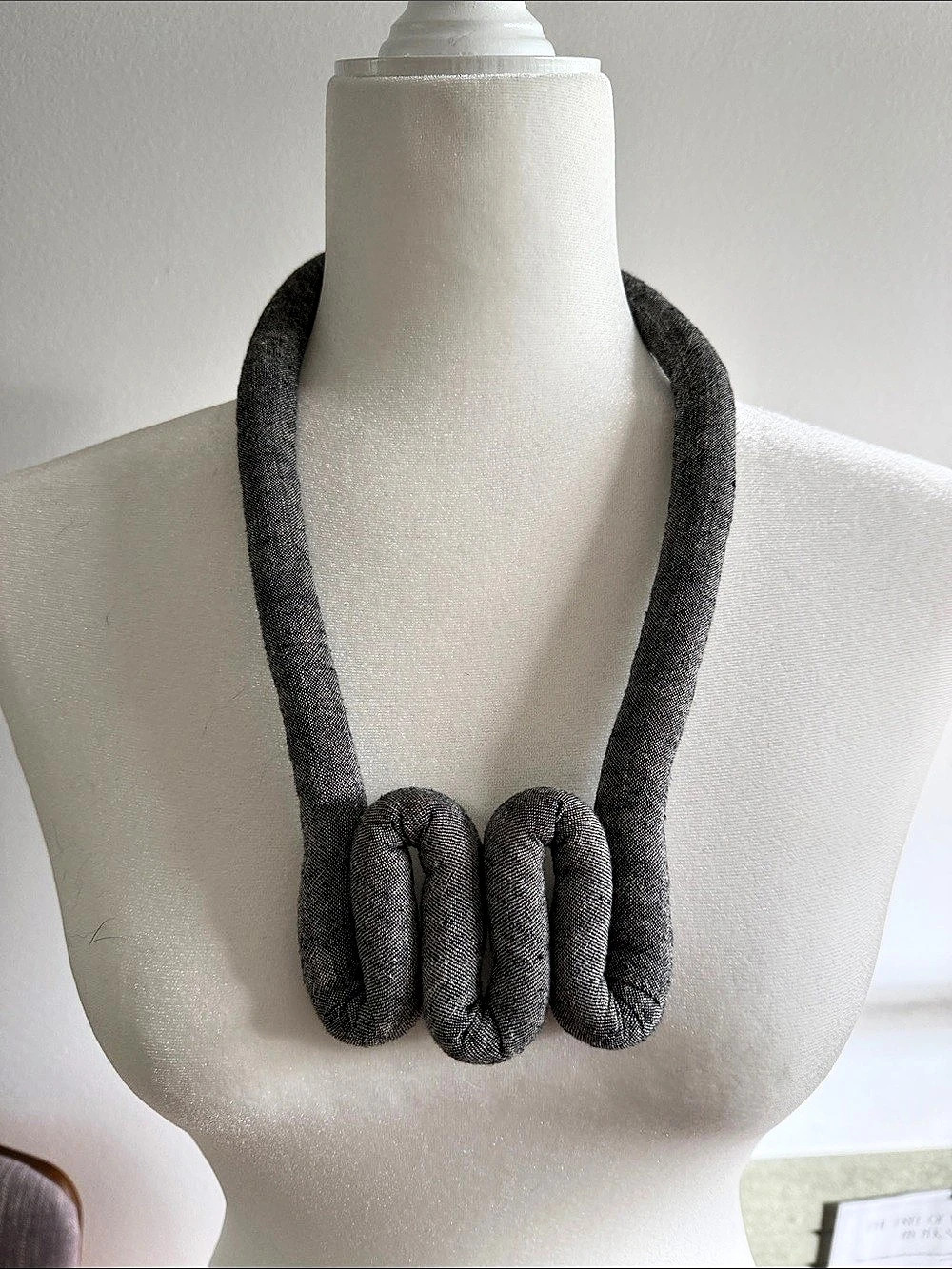 Sculptural Gray Statement Necklace Like New